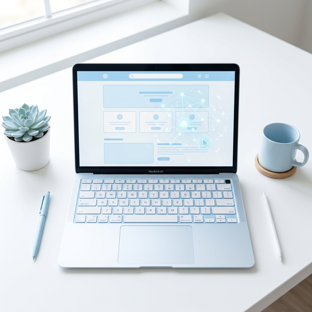 AI website builder on a modern laptop